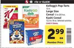 Safeway Kellogg’s Pop-Tarts, Large Size Cereal, Kashi Cereal offer