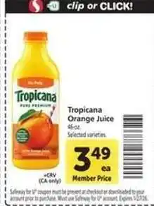 Safeway Tropicana Orange Juice offer