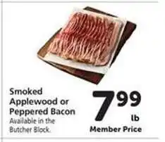 Safeway Smoked Applewood or Peppered Bacon offer