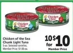 Safeway Chicken Of The Sea Chunk Light Tuna offer
