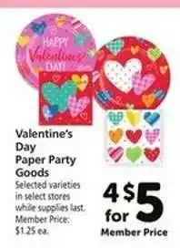 Safeway Valentine's Day Paper Party Goods offer