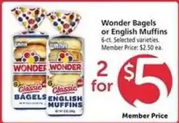 Safeway Wonder Bagels or English Muffins offer