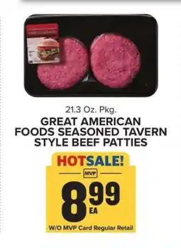 Food Lion Great American Foods Seasoned Tavern Style Beef Patties offer