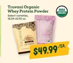 Sprouts Farmers Market Truvani Organic Whey Protein Powder offer