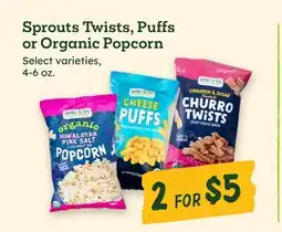 Sprouts Farmers Market Sprouts Twists, Puffs or Organic Popcorn offer