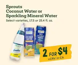 Sprouts Farmers Market Sprouts Coconut Water or Sparkling Mineral Water offer