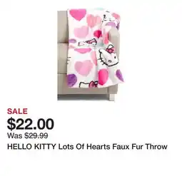 Marshalls HELLO KITTY Lots Of Hearts Faux Fur Throw offer