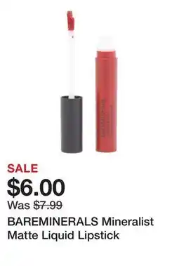 Marshalls BAREMINERALS Mineralist Matte Liquid Lipstick offer