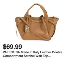 Marshalls VALENTINA Made In Italy Leather Double Compartment Satchel With Top Strings offer