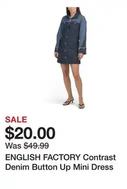 Marshalls ENGLISH FACTORY Contrast Denim Button Up Mini Dress offer