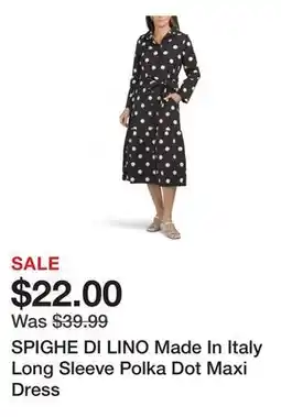 Marshalls SPIGHE DI LINO Made In Italy Long Sleeve Polka Dot Maxi Dress offer