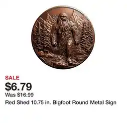 Tractor Supply Company Red Shed 10.75 in. Bigfoot Round Metal Sign offer