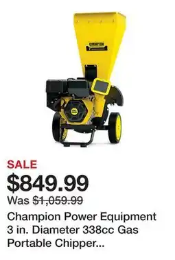 Tractor Supply Company Champion Power Equipment 3 in. Diameter 338cc Gas Portable Chipper Shredder with Collection Bag offer