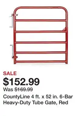 Tractor Supply Company CountyLine 4 ft. x 52 in. 6-Bar Heavy-Duty Tube Gate, Red offer