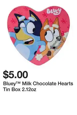 Five Below Bluey Milk Chocolate Hearts Tin Box 2.12oz offer