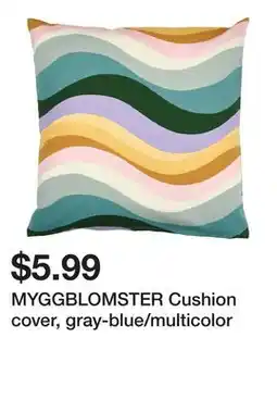 Ikea MYGGBLOMSTER Cushion cover, gray-blue/multicolor offer
