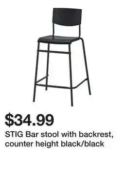 Ikea STIG Bar stool with backrest, counter height black/black offer