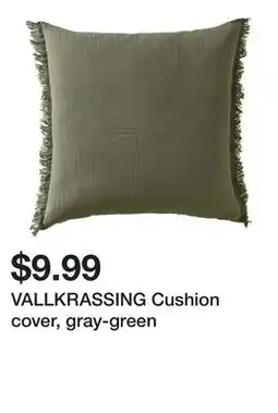 Ikea VALLKRASSING Cushion cover, gray-green offer