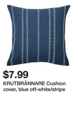 Ikea KRUTBRÄNNARE Cushion cover, blue off-white/stripe offer