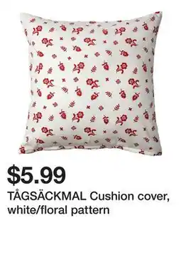 Ikea TÅGSÄCKMAL Cushion cover, white/floral pattern offer