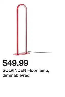 Ikea SOLVINDEN Floor lamp, dimmable/red offer