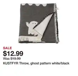Ikea KUSTFYR Throw, ghost pattern white/black offer