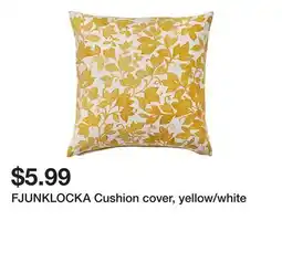 Ikea FJUNKLOCKA Cushion cover, yellow/white offer