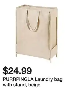 Ikea PURRPINGLA Laundry bag with stand, beige offer