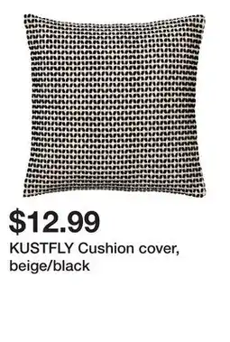 Ikea KUSTFLY Cushion cover, beige/black offer
