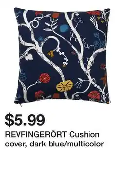 Ikea REVFINGERÖRT Cushion cover, dark blue/multicolor offer