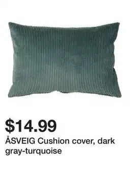 Ikea ÅSVEIG Cushion cover, dark gray-turquoise offer