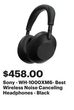 Best Buy Sony - WH-1000XM6- Best Wireless Noise Canceling Headphones - Black offer