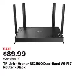 Best Buy TP-Link - Archer BE3500 Dual-Band Wi-Fi 7 Router - Black offer