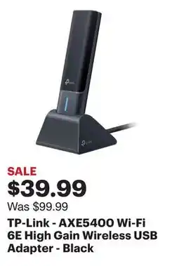 Best Buy TP-Link - AXE5400 Wi-Fi 6E High Gain Wireless USB Adapter - Black offer