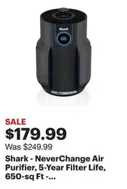 Best Buy Shark - NeverChange Air Purifier, 5-Year Filter Life, 650-sq Ft - Black offer