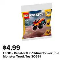 Best Buy LEGO - Creator 3 in 1 Mini Convertible Monster Truck Toy 30691 offer