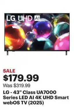 Best Buy LG - 43 Class UA7000 Series LED AI 4K UHD Smart webOS TV (2025) offer