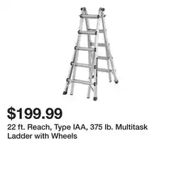 Harbor Freight Tools 22 ft. Reach, Type IAA, 375 lb. Multitask Ladder with Wheels offer