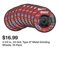 Harbor Freight Tools 4-1/2 in., 24-Grit, Type 27 Metal Grinding Wheels, 10-Pack offer