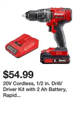 Harbor Freight Tools 20V Cordless, 1/2 in. Drill/Driver Kit with 2 Ah Battery, Rapid Charger offer
