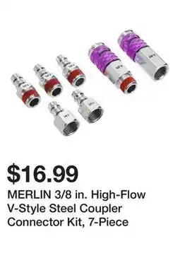 Harbor Freight Tools MERLIN 3/8 in. High-Flow V-Style Steel Coupler Connector Kit, 7-Piece offer