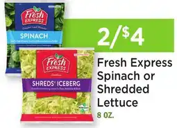 Heinen's Fresh Express Spinach or Shredded Lettuce offer