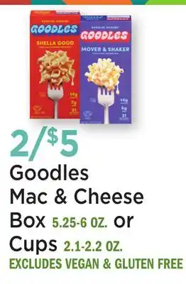 Heinen's Goodles Mac & Cheese Box 5.25-6 OZ. or Cups 2.1-2.2 OZ offer