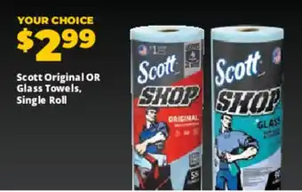 Scott original or glass towels, single roll