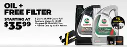 Advance Auto Parts 5 quarts of any castrol full synthetic motor oil + free carquest or fram oil filter offer