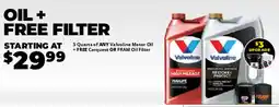 Advance Auto Parts 5 quarts of any valvoline motor oil + free carquest or fram oil filter offer
