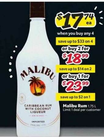Winn Dixie Malibu Rum offer