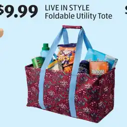 Aldi LIVE IN STYLE Foldable Utility Tote offer