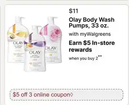 Walgreens Olay Body Wash Pumps, 33 oz offer