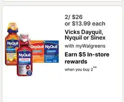 Walgreens Vicks Dayquil, Nyquil or Sinex offer